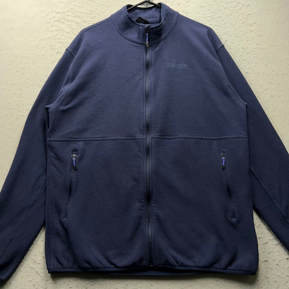 Marmot Mens XL Navy Blue Full Zip Fleece Jacket M12649 Recycled Outdoor Layer